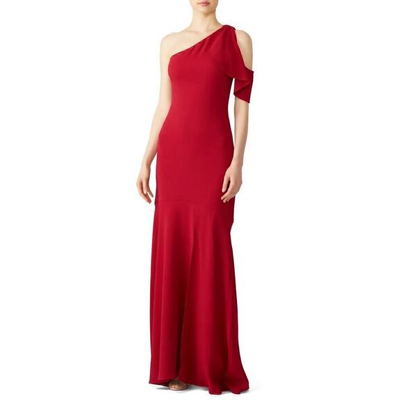 Parker Black Rosewood Sarah Dress One Shoulder Evening Prom Gown Maxi Red Size 2 - Picture 2 of 12